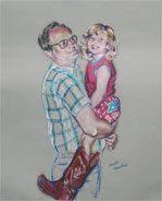 Daddy's Boots.  Pastel portrait commissioned as Christmas gift from daughter to father.